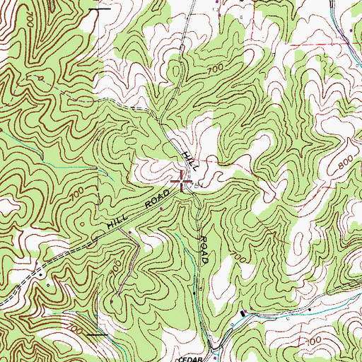 Topographic Map of Cedar Hill Church (historical), TN
