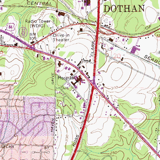Topographic Map of Southeast Alabama Medical Center, AL