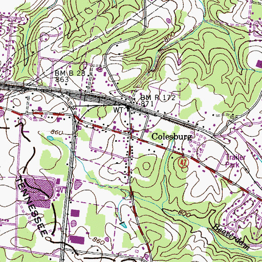 Topographic Map of Colesburg School (historical), TN