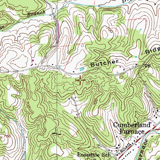 Topographic Map of Cumberland Mines, TN