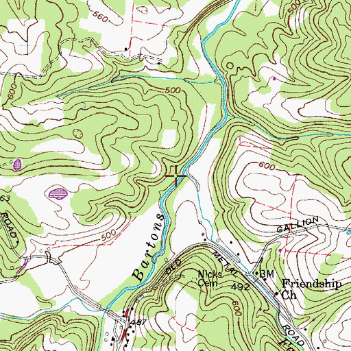 Topographic Map of Cunninghams Mill (historical), TN