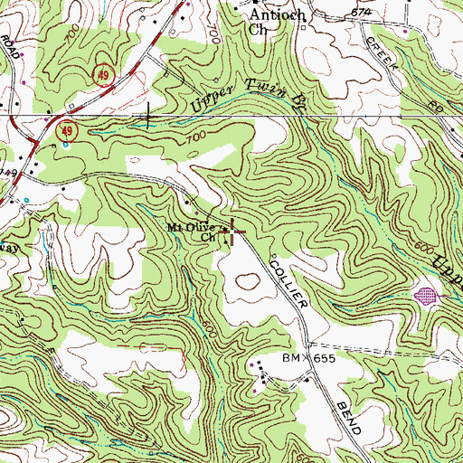 Topographic Map of Danieltown School (historical), TN