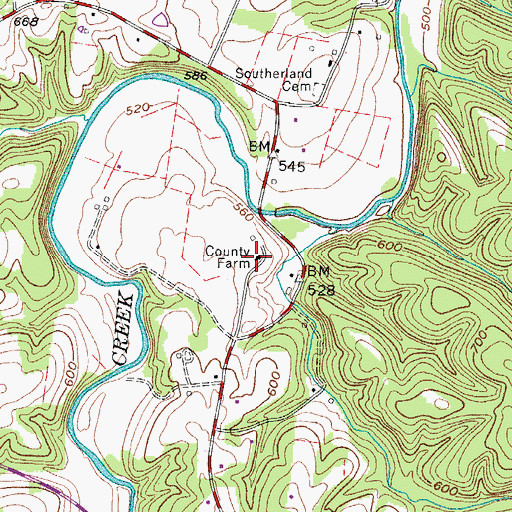 Topographic Map of Dickson County Farm (historical), TN