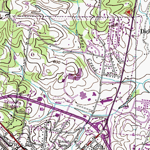 Topographic Map of Dickson County High School, TN