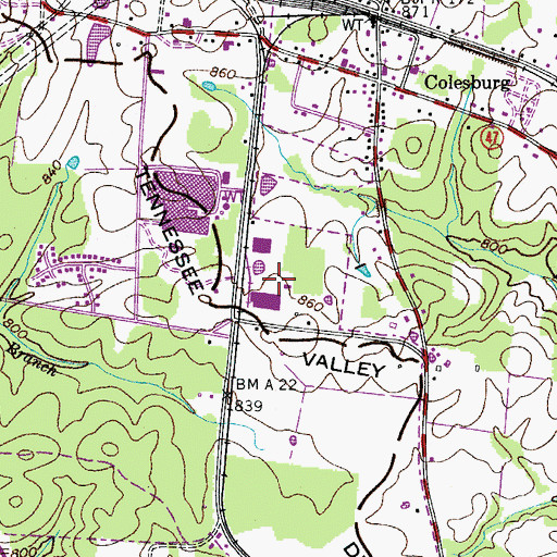 Topographic Map of Dickson County Industrial Park, TN