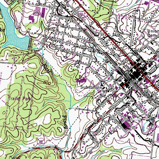 Topographic Map of Dickson Elementary School, TN