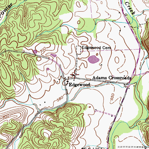 Topographic Map of Edgewood United Methodist Church, TN