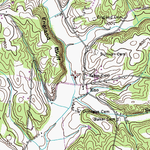 Topographic Map of Eno United Methodist Church, TN