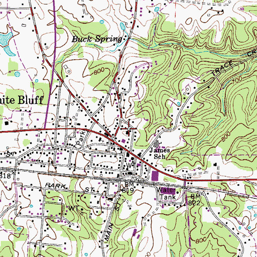 Topographic Map of First Baptist Church, TN