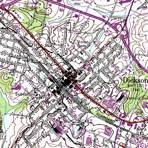Topographic Map of First Presbyterian Church, TN