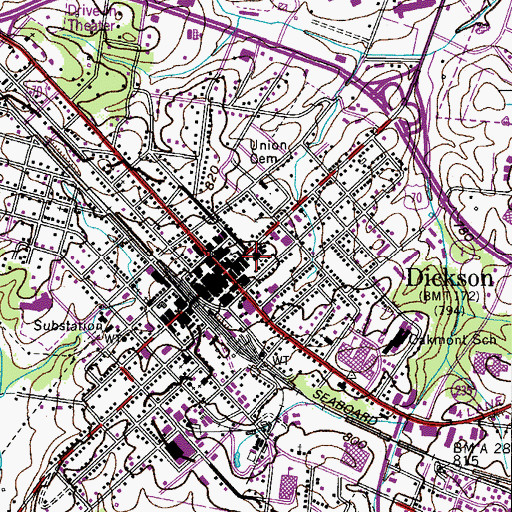 Topographic Map of First United Methodist Church, TN