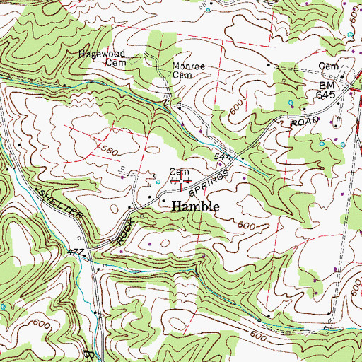 Topographic Map of Hamble School (historical), TN