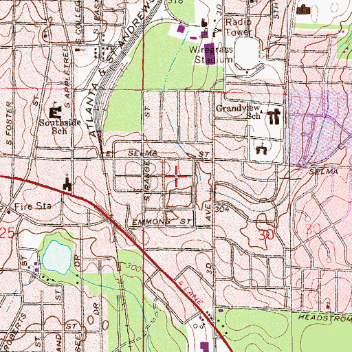 Topographic Map of Stadium Place, AL