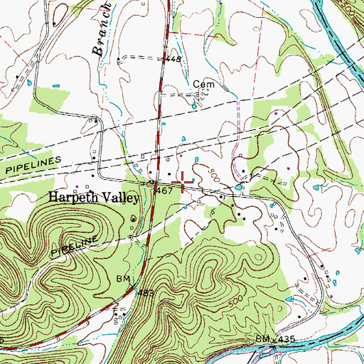 Topographic Map of Harpeth Valley School (historical), TN