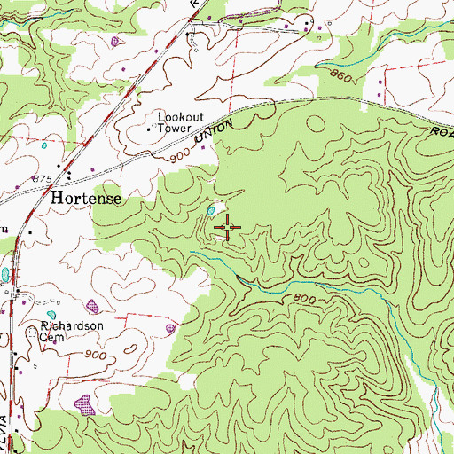 Topographic Map of Hortense Mines, TN