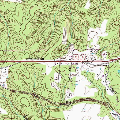 Topographic Map of Hutton Cemetery, TN