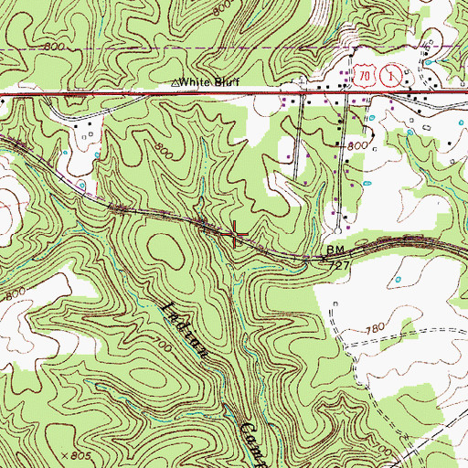 Topographic Map of Huttons Station (historical), TN
