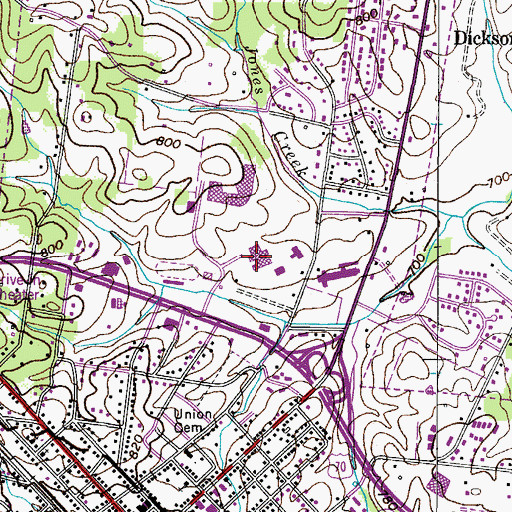 Topographic Map of J E Sullivan Middle School, TN