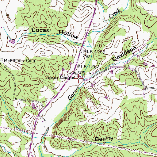 Topographic Map of Jason Chapel School (historical), TN