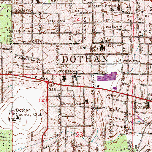 Topographic Map of Temple Emmanuel Church, AL