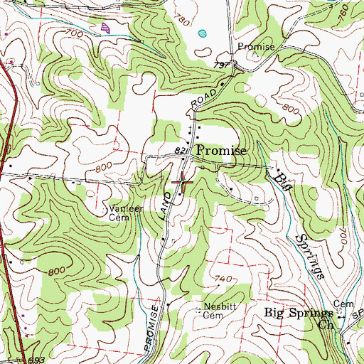 Topographic Map of Mount Olive Church, TN