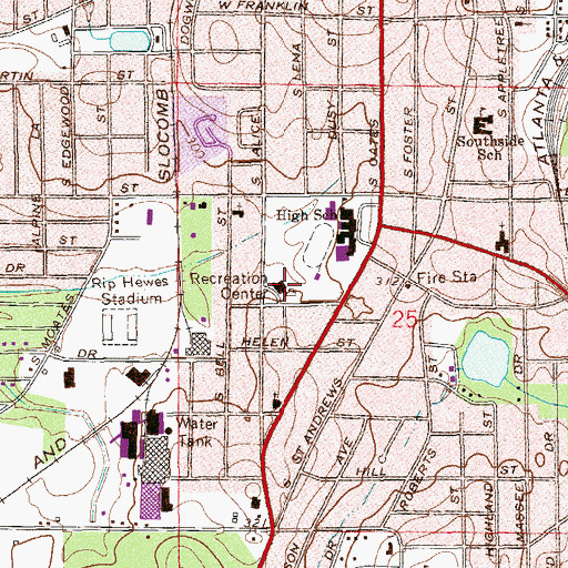 Topographic Map of Tew Recreation Center, AL