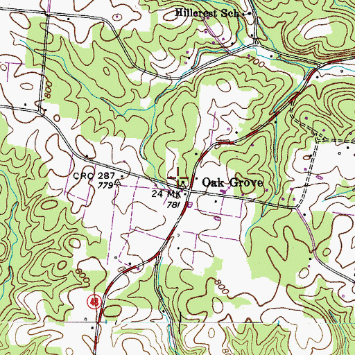 Topographic Map of Oak Grove School (historical), TN