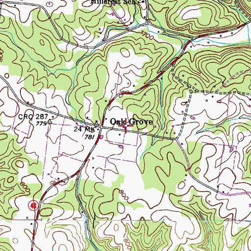 Topographic Map of Oak Grove United Methodist Church, TN