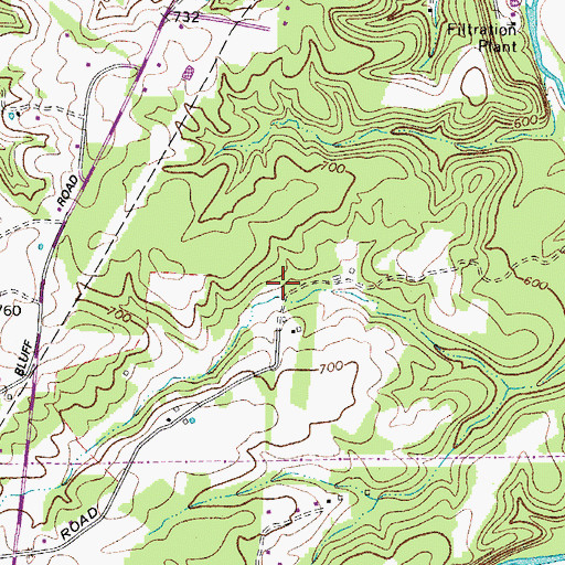Topographic Map of Opossum School (historical), TN