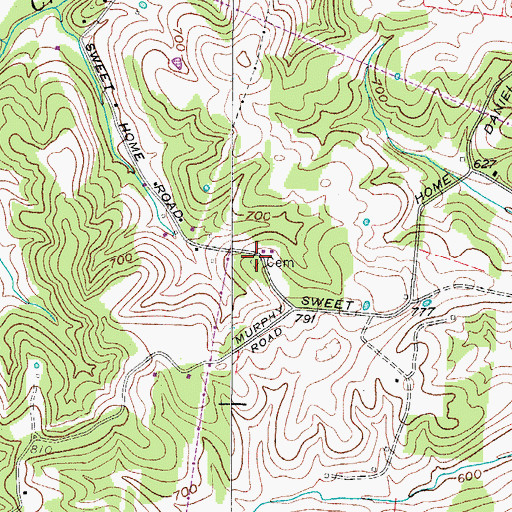 Topographic Map of Pentecost Cemetery, TN