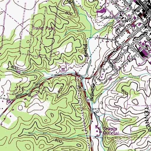 Topographic Map of Piney Furnace (historical), TN