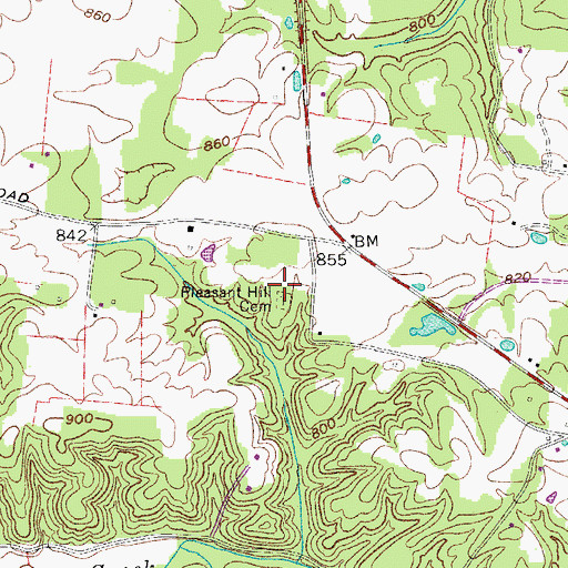 Topographic Map of Pleasant Hill Cumberland Presbyterian Church (historical), TN