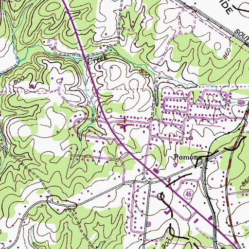 Topographic Map of Pomona Baptist Church, TN