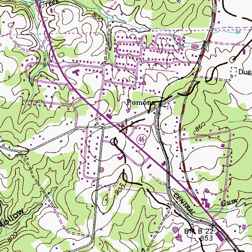 Topographic Map of Pomona Church of Christ, TN