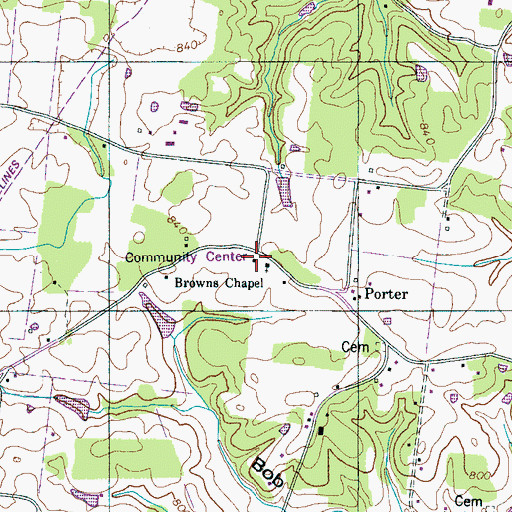 Topographic Map of Porter School (historical), TN