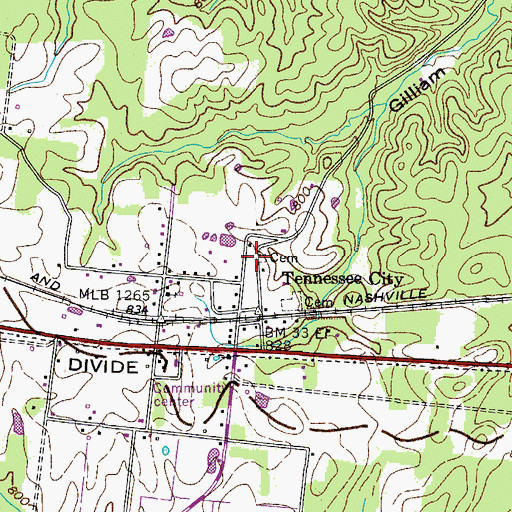 Topographic Map of Rice Cemetery, TN