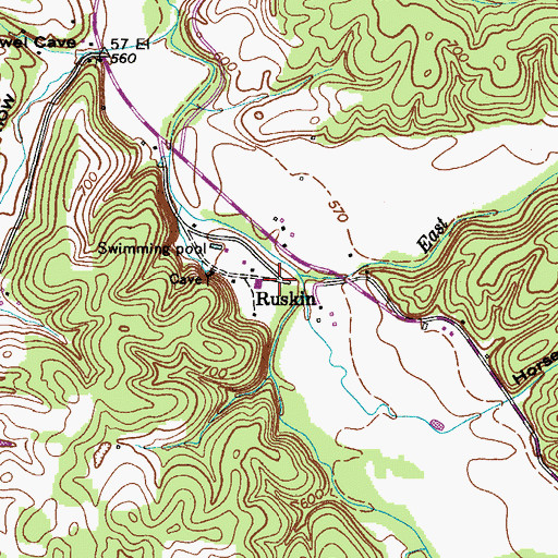 Topographic Map of Ruskin School (historical), TN