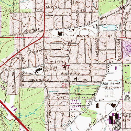 Topographic Map of Trinity Lutheran Church, AL