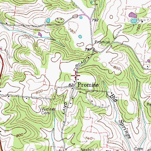 Topographic Map of Saint Johns United Methodist Church, TN