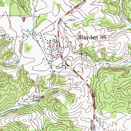 Topographic Map of Slayden Cemetery, TN