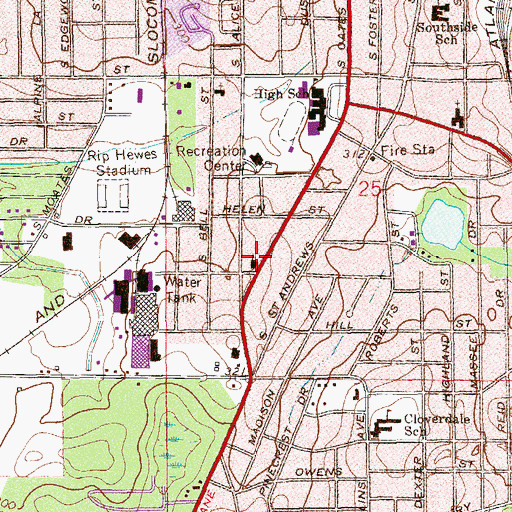 Topographic Map of Trinity Presbyterian Church, AL