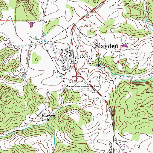 Topographic Map of Slayden Church of Christ, TN