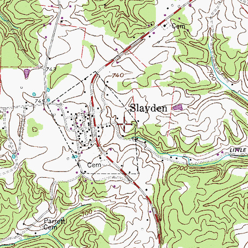 Topographic Map of Slayden School (historical), TN