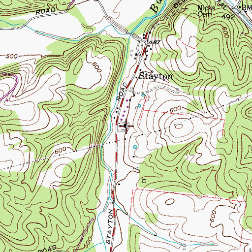 Topographic Map of Stayton School (historical), TN