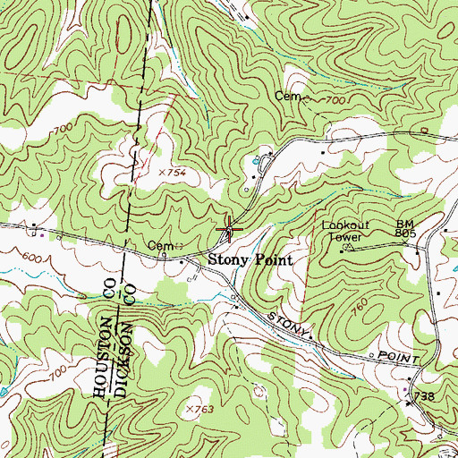 Topographic Map of Story Point Church, TN