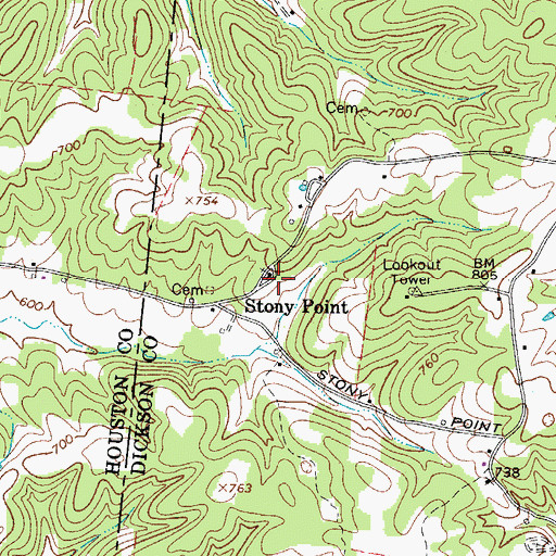 Topographic Map of Stony Point School (historical), TN