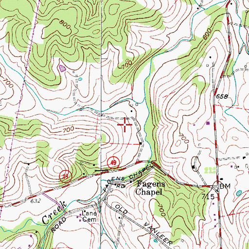 Topographic Map of Sulphur Springs School (historical), TN