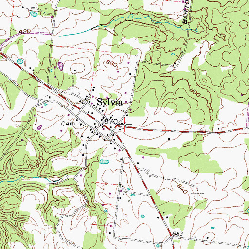 Topographic Map of Sylvia Baptist Church, TN
