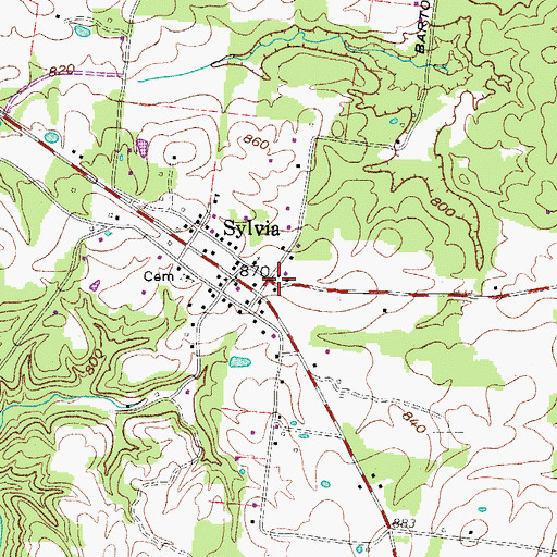 Topographic Map of Sylvia Cemetery, TN