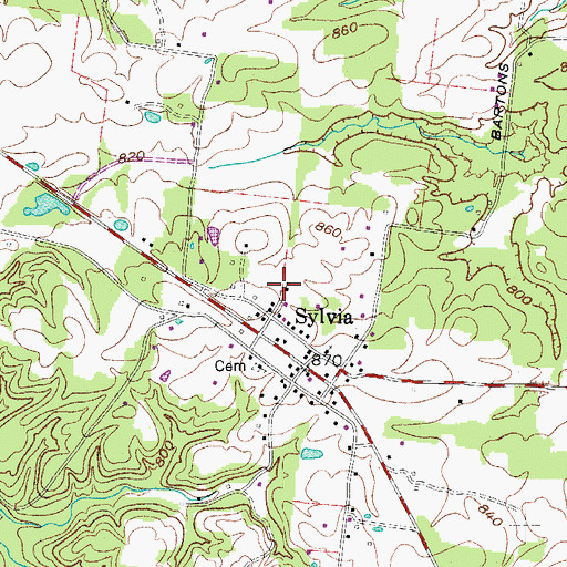 Topographic Map of Sylvia School (historical), TN